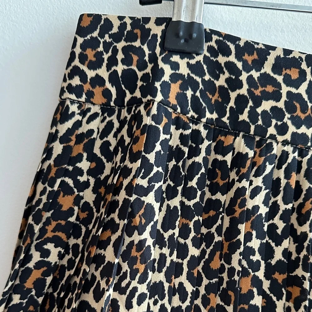 J. Crew Cheetah Print Pleated Midi Skirt, Size 8